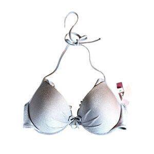 Victoria’s Secret Ruffle Ruched  Silvery Mauve Padded Bikini Top